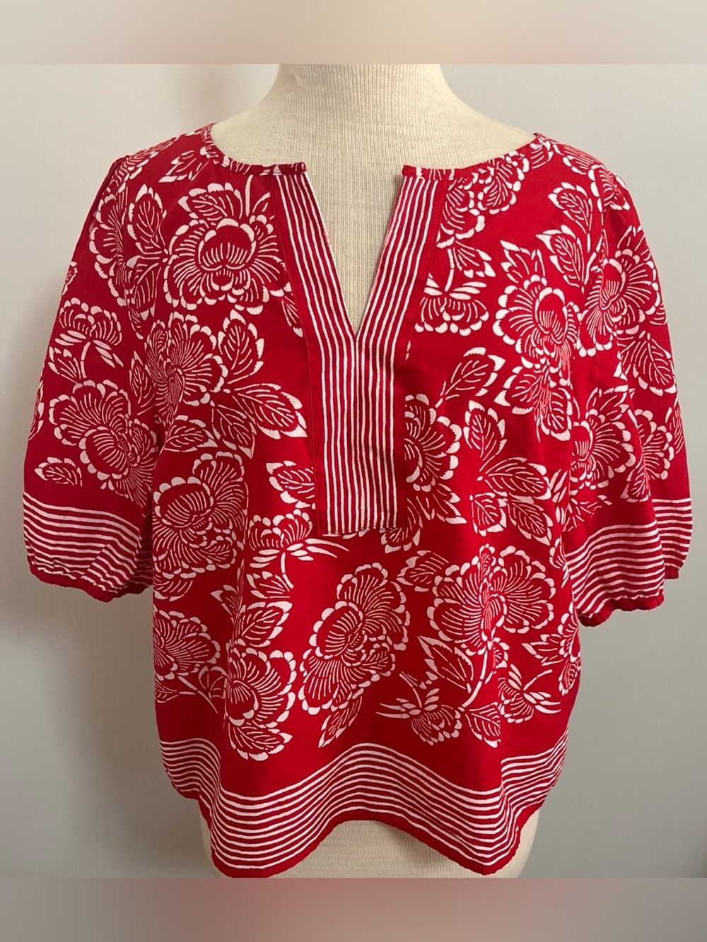 Talbots Capri Rose Split Neck Top - Picture 3 of 7